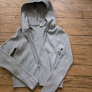 Brandy Melville Light Gray Ribbed Hoodie